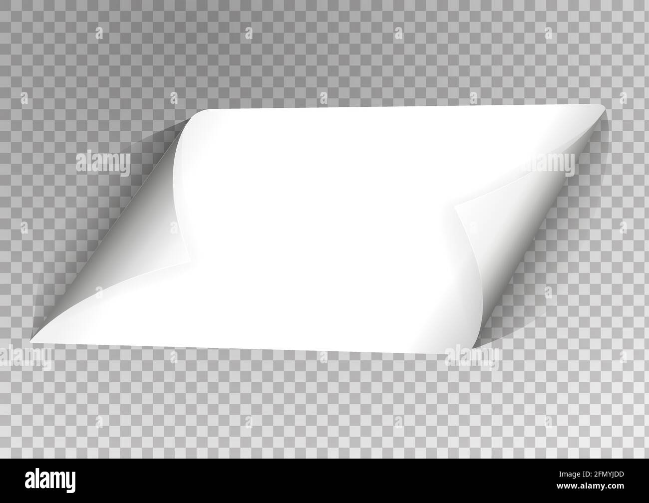 Angolo di carta bianco vettoriale realistico con ombra su sfondo trasparente. Foglio di carta vuoto. Elemento di progettazione Illustrazione Vettoriale