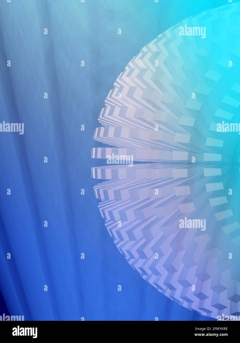 sfera spinosa nei raggi di luce blu da vicino. rendering 3d Foto Stock