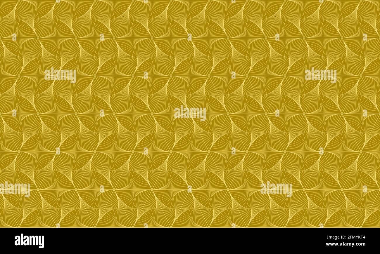 Motivo geometrico senza cuciture giallo. Sfondo astratto per carta da parati, texture, tessuti e altri disegni. Risoluzione 4K. Oro. D'oro. Vettore. Illustrazione Vettoriale