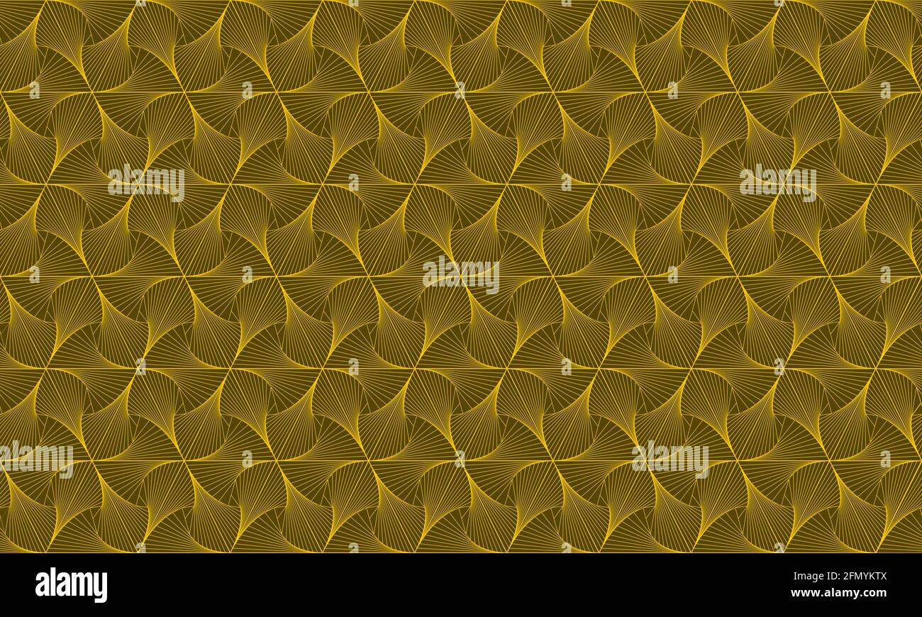 Motivo geometrico senza cuciture giallo. Sfondo astratto per carta da parati, texture, tessuti e altri disegni. Risoluzione 4K. Oro. D'oro. Vettore. Illustrazione Vettoriale