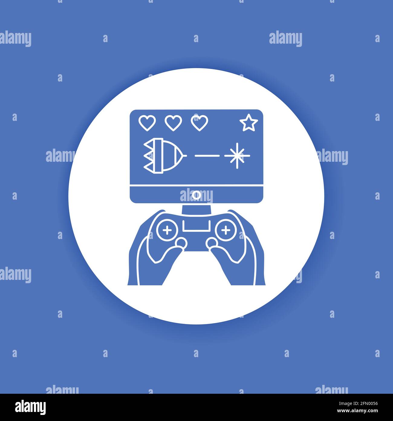 Giochi per computer icona glifo nero. Giocatore che tiene il joystick e che gioca a un videogioco. Tempo libero a casa. Illustrazione vettoriale isolata. Illustrazione Vettoriale