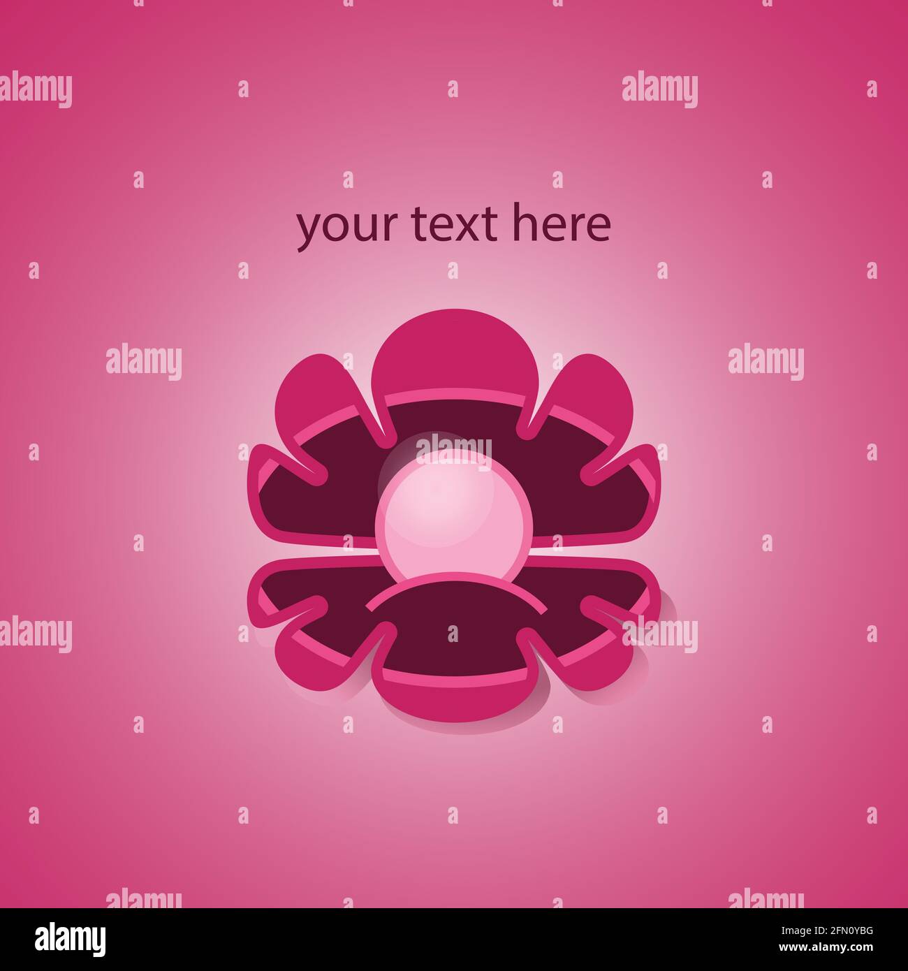 Perla rosa in guscio su sfondo rosa. Stile piatto, badge, logo. Illustrazione vettoriale Illustrazione Vettoriale