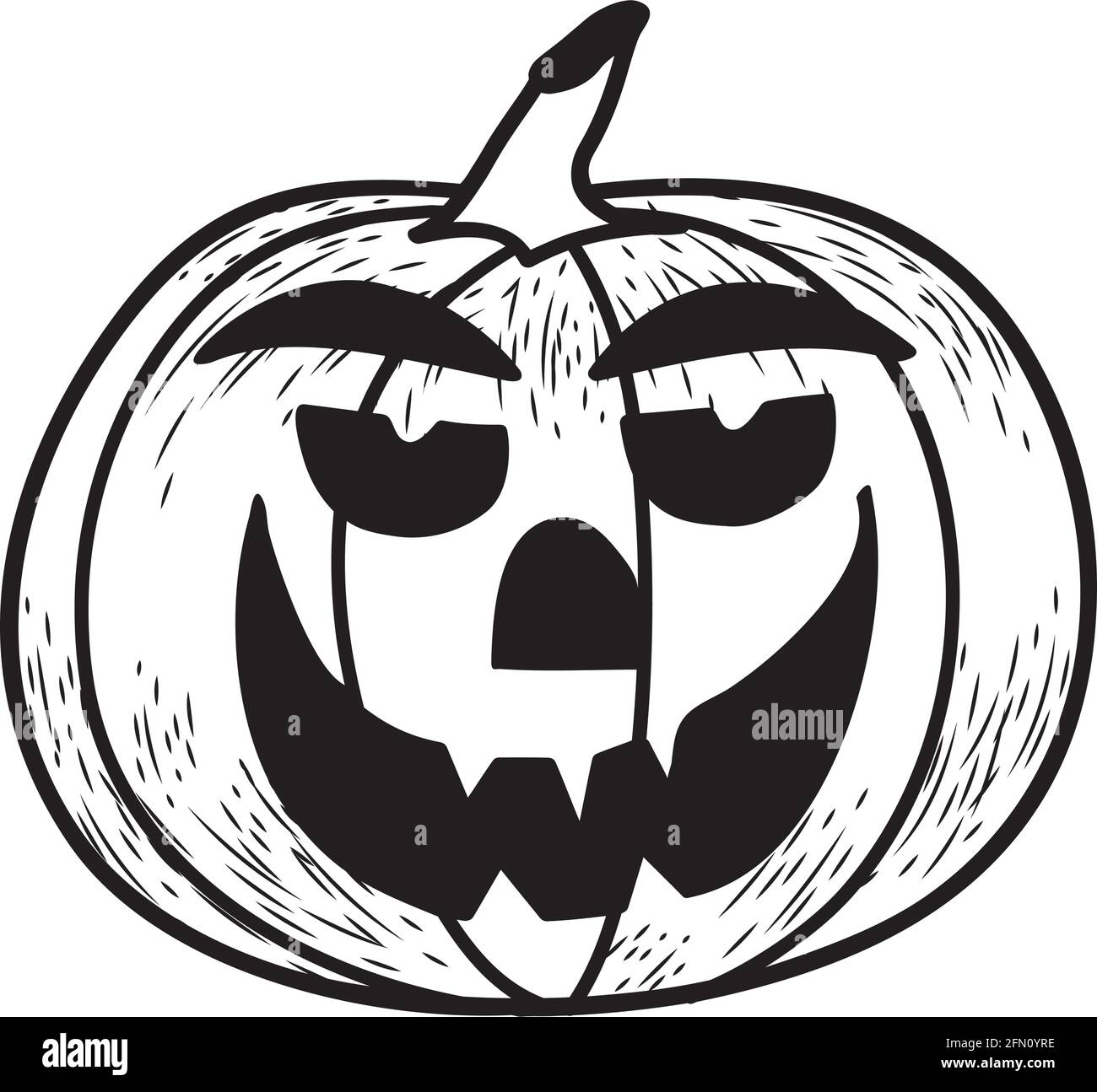 Zucca di Halloween disegnando a mano. Occhi di zucca per la festa di Halloween. Illustrazione vettoriale Illustrazione Vettoriale