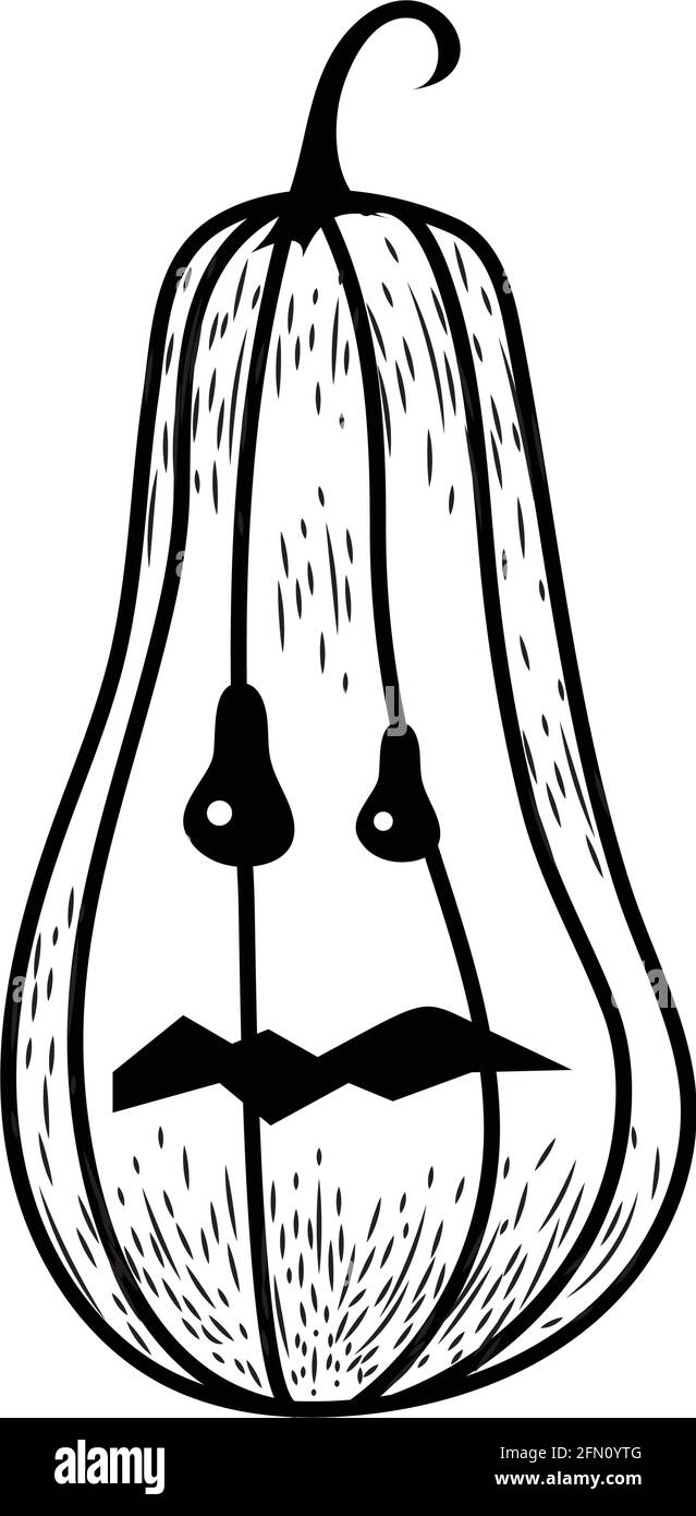 Zucca di Halloween disegnando a mano. Occhi di zucca per la festa di Halloween. Illustrazione vettoriale Illustrazione Vettoriale