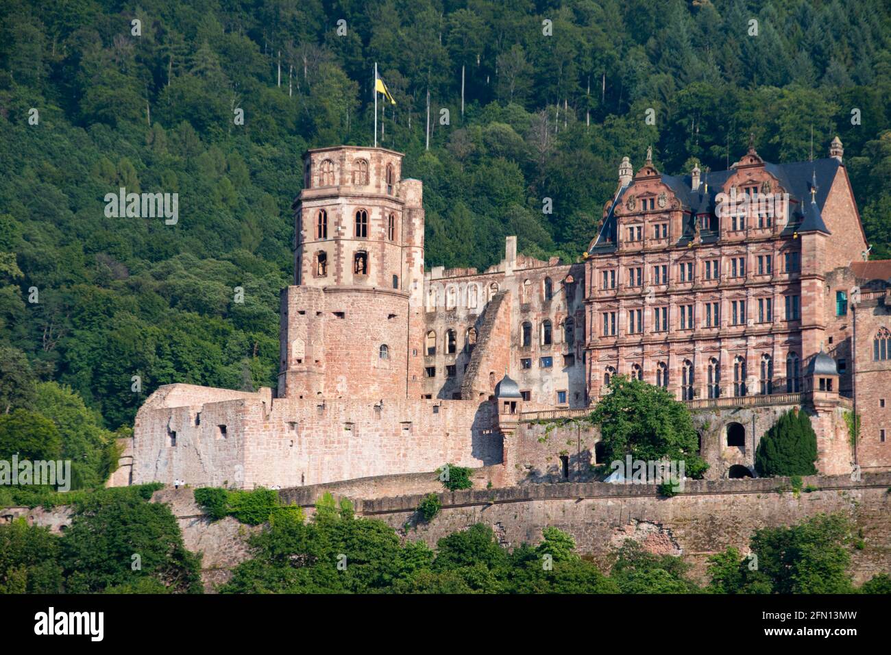 Palazzo Heidelberg in Germania in una giornata di sole e cielo blu s. Foto Stock