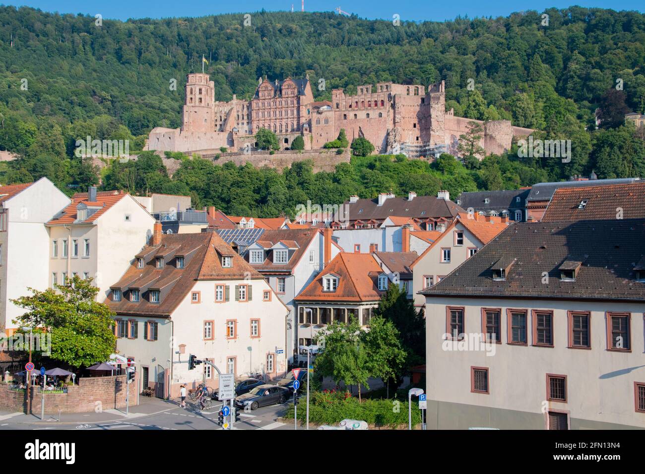 Palazzo Heidelberg in Germania in una giornata di sole e cielo blu s. Foto Stock