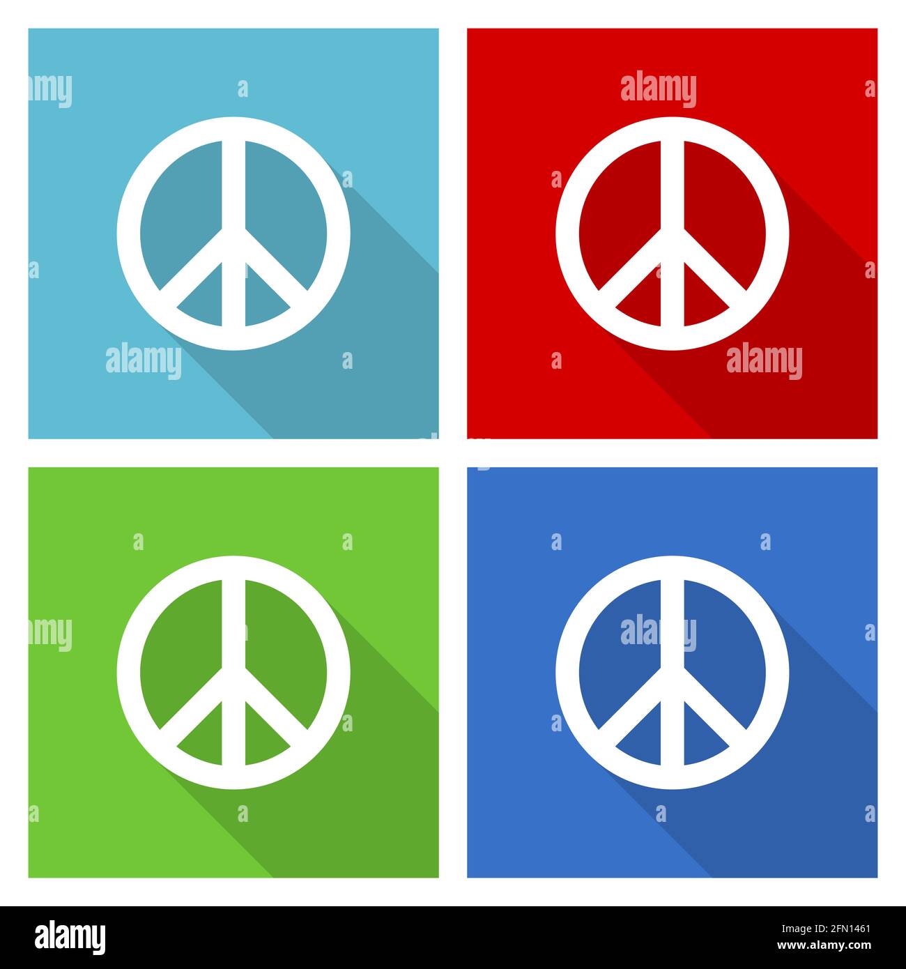 Set di icone Peace, illustrazione vettoriale dal design piatto in eps 10 per applicazioni di webdesign e mobili in quattro colori Illustrazione Vettoriale
