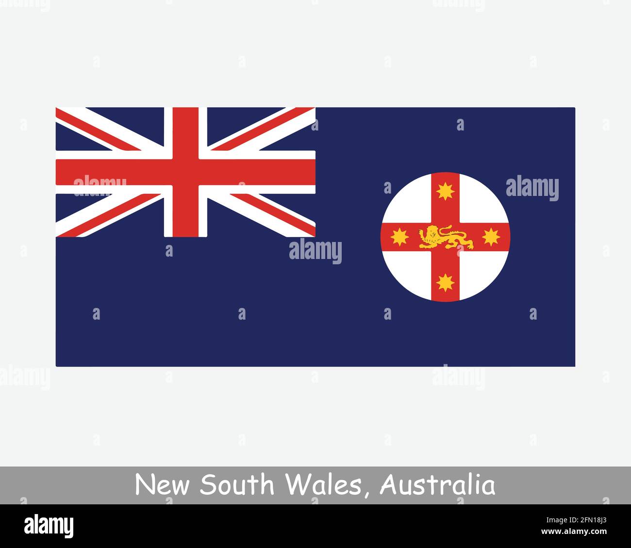 Bandiera Australia del nuovo Galles del Sud. Bandiera del NSW, AU. Banner dello stato australiano. Illustrazione del vettore EPS Illustrazione Vettoriale
