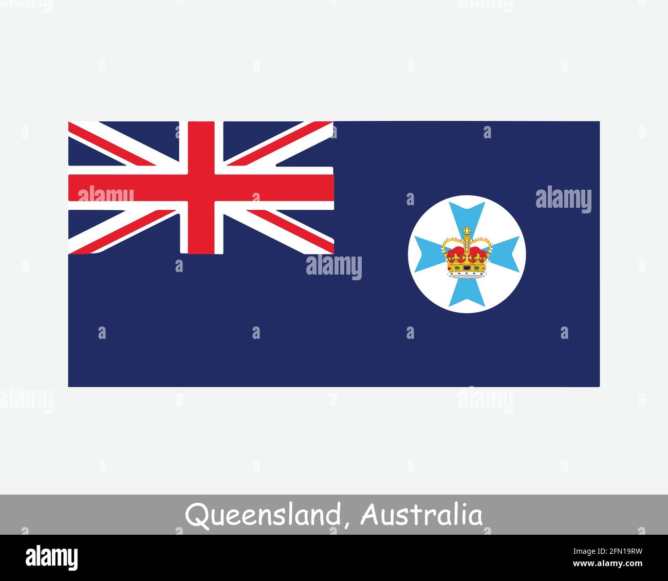 Bandiera del Queensland Australia. Bandiera di Qld, AU. Banner dello stato australiano. Illustrazione del vettore EPS Illustrazione Vettoriale