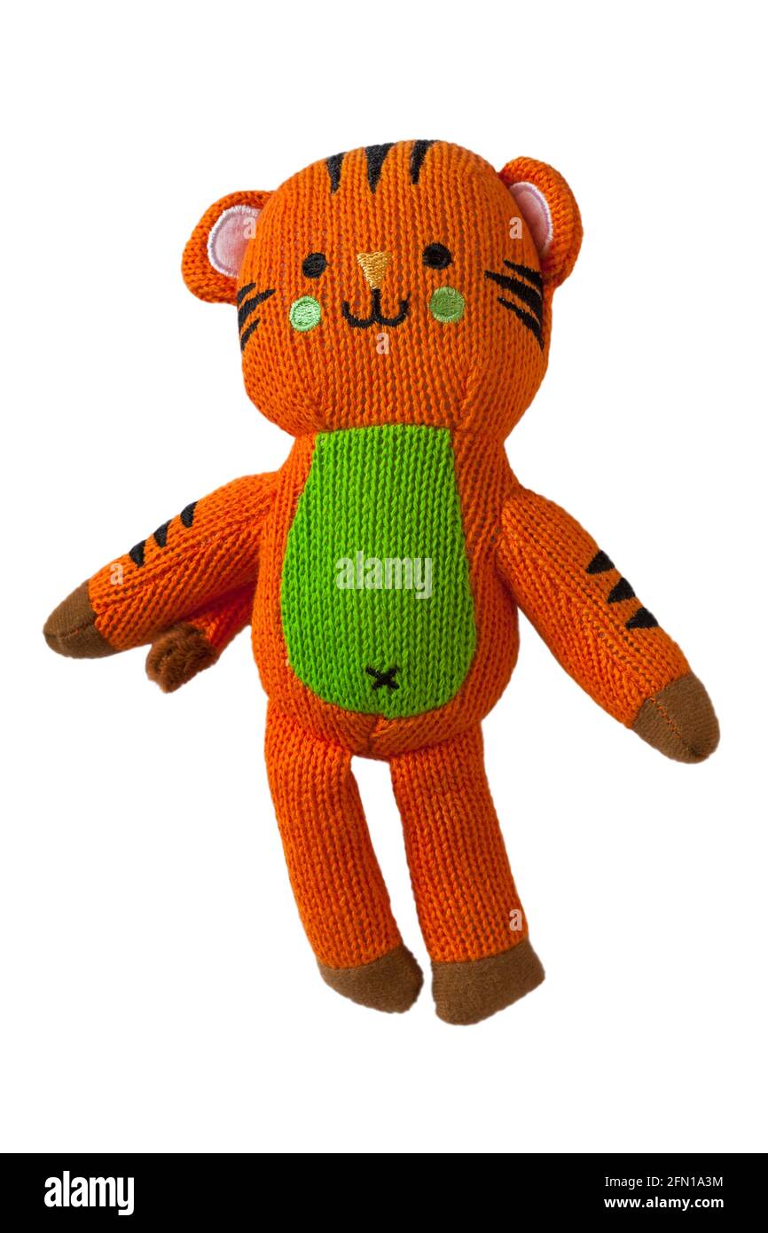 tigre giocattolo isolato su sfondo bianco Foto Stock