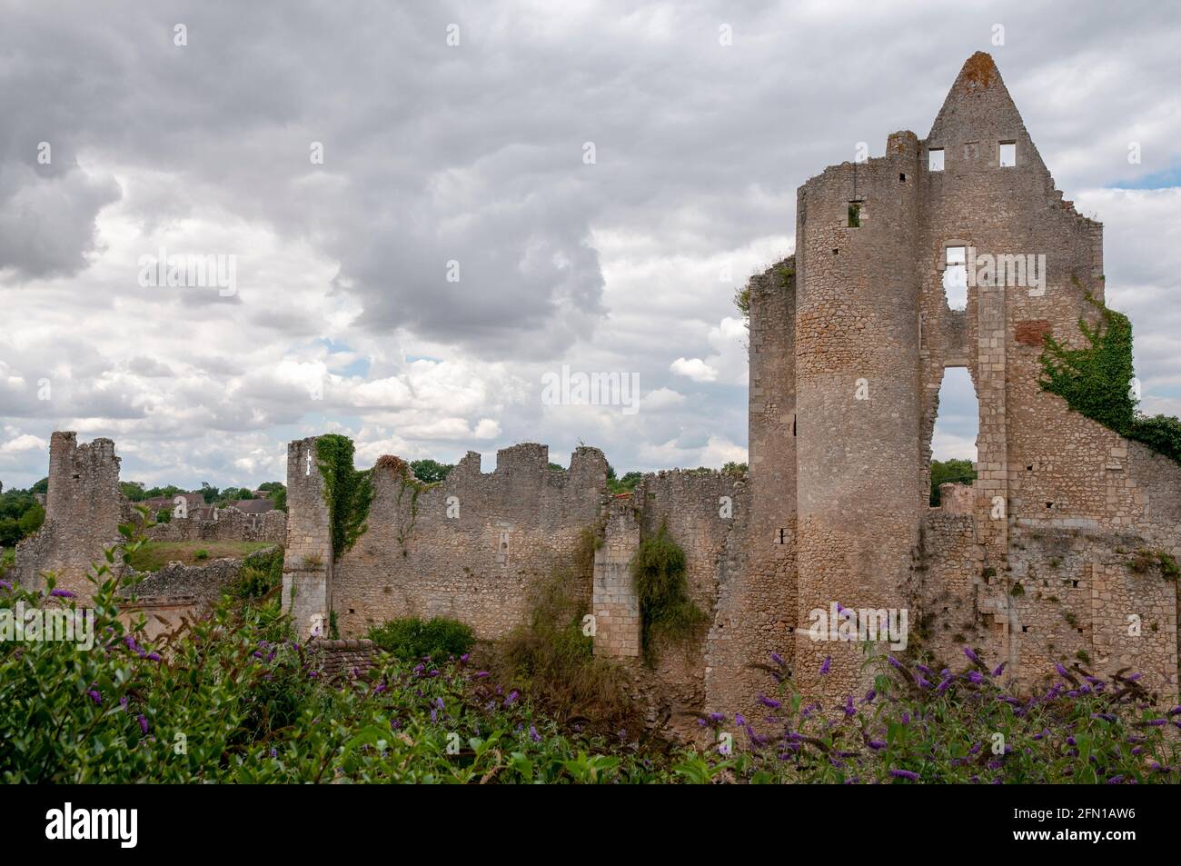 Il castello (11 ° secolo), Angles-sur-l'Anglin elencato come uno dei più bei villaggi di Francia, Vienne (86), Nouvelle-Aquitaine regione, Francia. Foto Stock