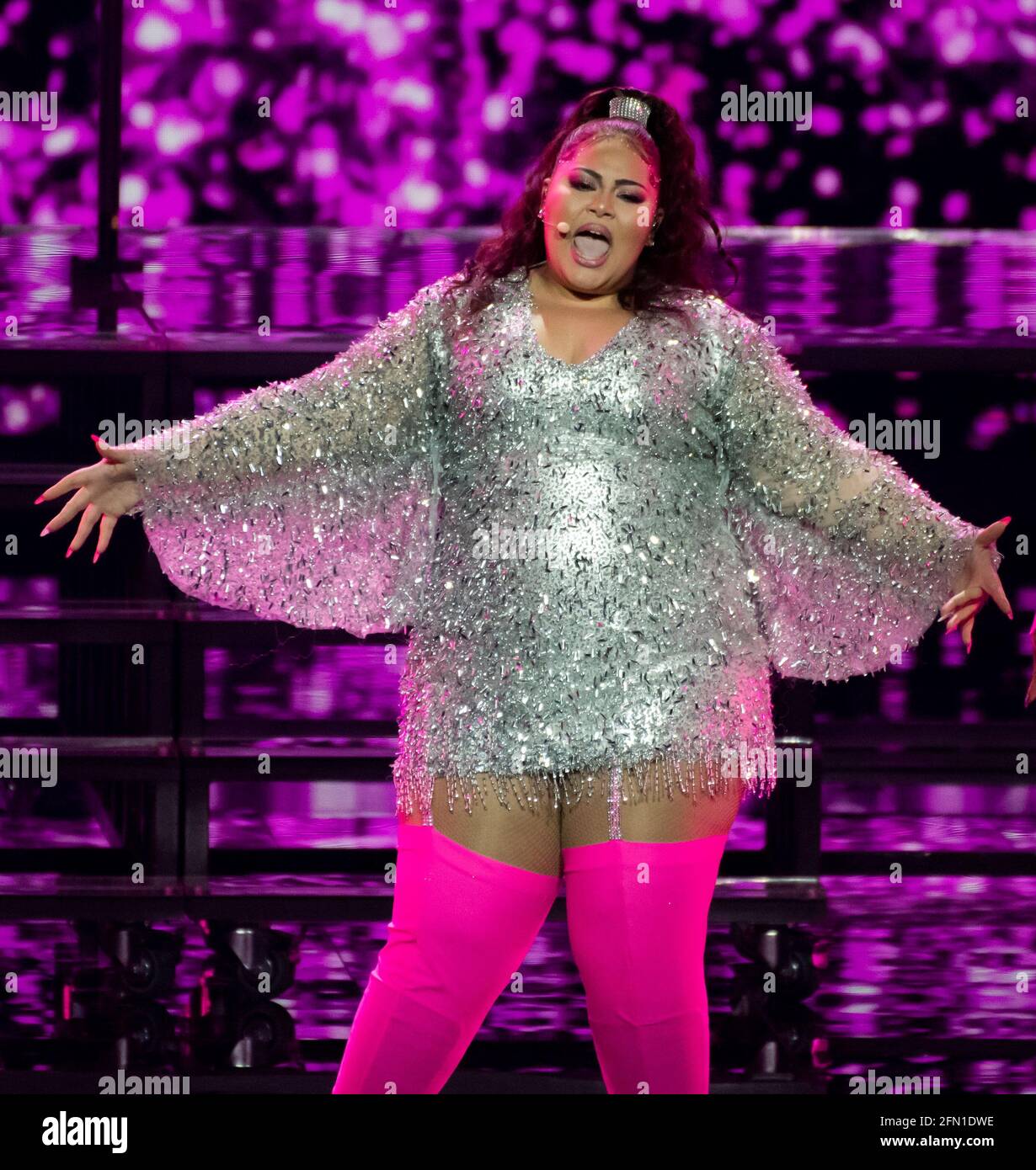 Rotterdam, Paesi Bassi. 13 maggio 2021. Destiny Chukunyere, in rappresentanza di Malta che ha eseguito la canzone JE Me casse alla prova del concorso di canzoni Eurovisione 2021. Credit: Notizie dal vivo di Nearchos/Alamy Foto Stock