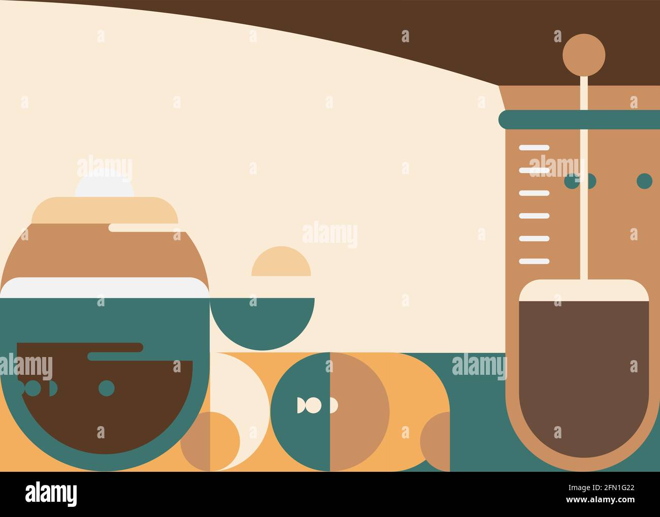 Modello di banner con sistema di stampa francese. Concetto di arte per la colazione Illustrazione Vettoriale