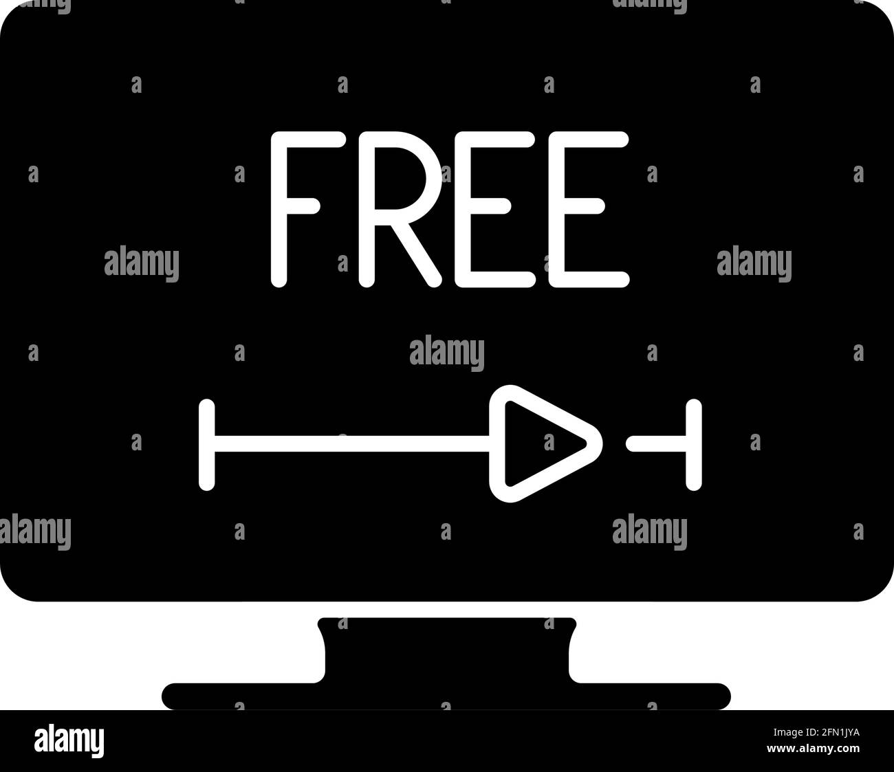 Icona glifo nero in streaming video gratuito Illustrazione Vettoriale