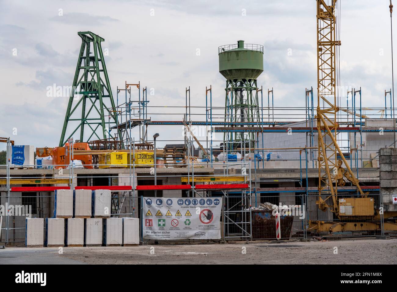 Nuovo quartiere residenziale con 150 posti, sul sito della ex miniera di carbone RAG Lohberg a Dinslaken, l'insediamento è fornito di energia verde e. Foto Stock