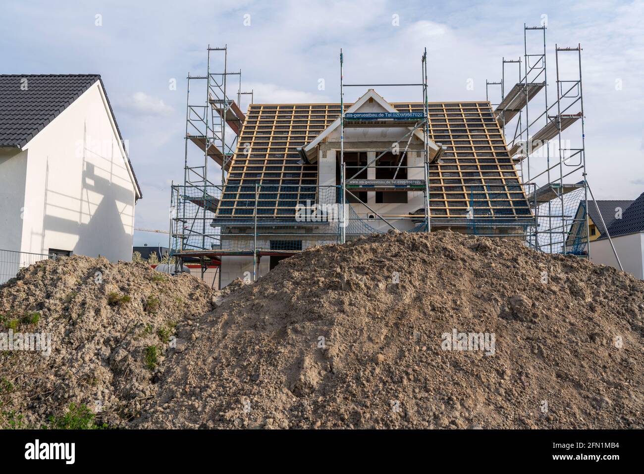 Nuovo quartiere residenziale con 150 posti, sul sito della ex miniera di carbone RAG Lohberg a Dinslaken, l'insediamento è fornito di energia verde e. Foto Stock