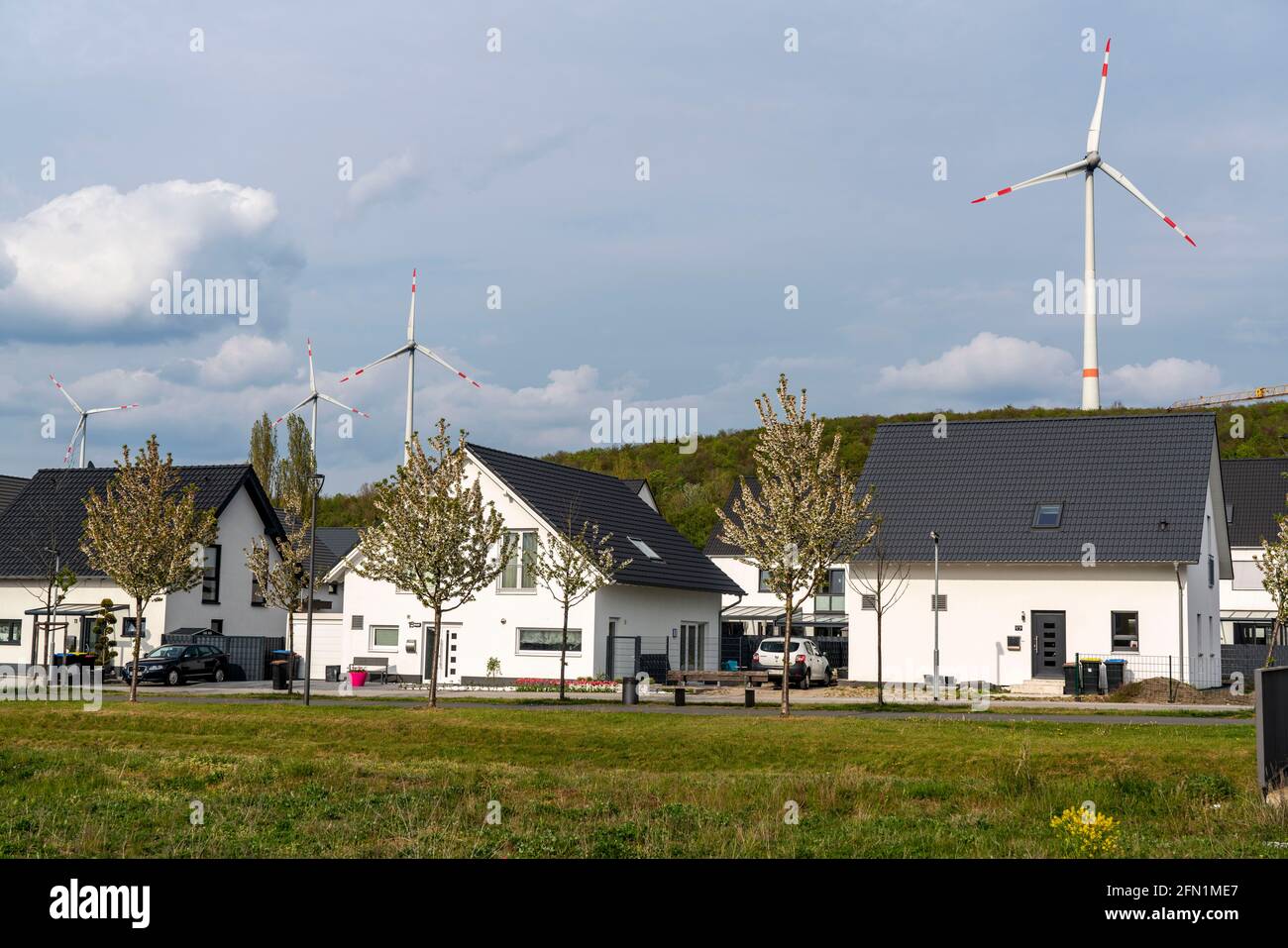 Nuovo quartiere residenziale con 150 posti, sul sito della ex miniera di carbone RAG Lohberg a Dinslaken, l'insediamento è fornito di energia verde e. Foto Stock