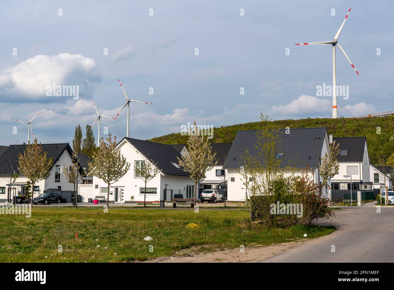 Nuovo quartiere residenziale con 150 posti, sul sito della ex miniera di carbone RAG Lohberg a Dinslaken, l'insediamento è fornito di energia verde e. Foto Stock
