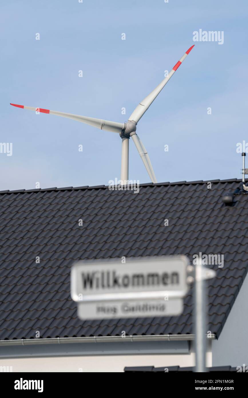 Nuovo quartiere residenziale con 150 piazzole, sul sito della ex miniera RAG Lohberg a Dinslaken, l'insediamento è alimentato con energia verde ed è l Foto Stock