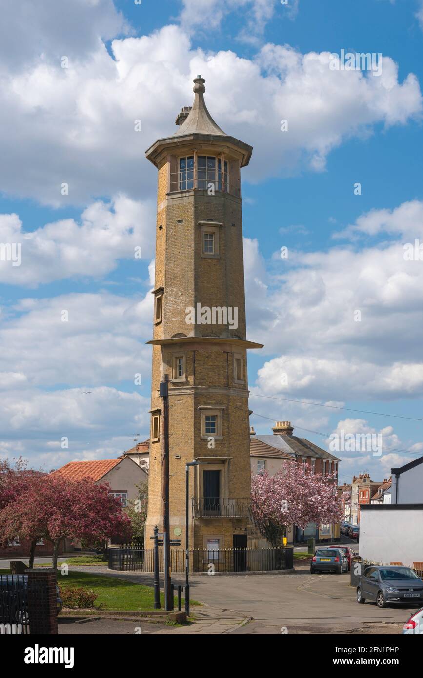 Faro di Harwich, vista dell'Alto Faro situato nel centro della zona del porto della città vecchia di Harwich, Essex, Inghilterra, Regno Unito Foto Stock