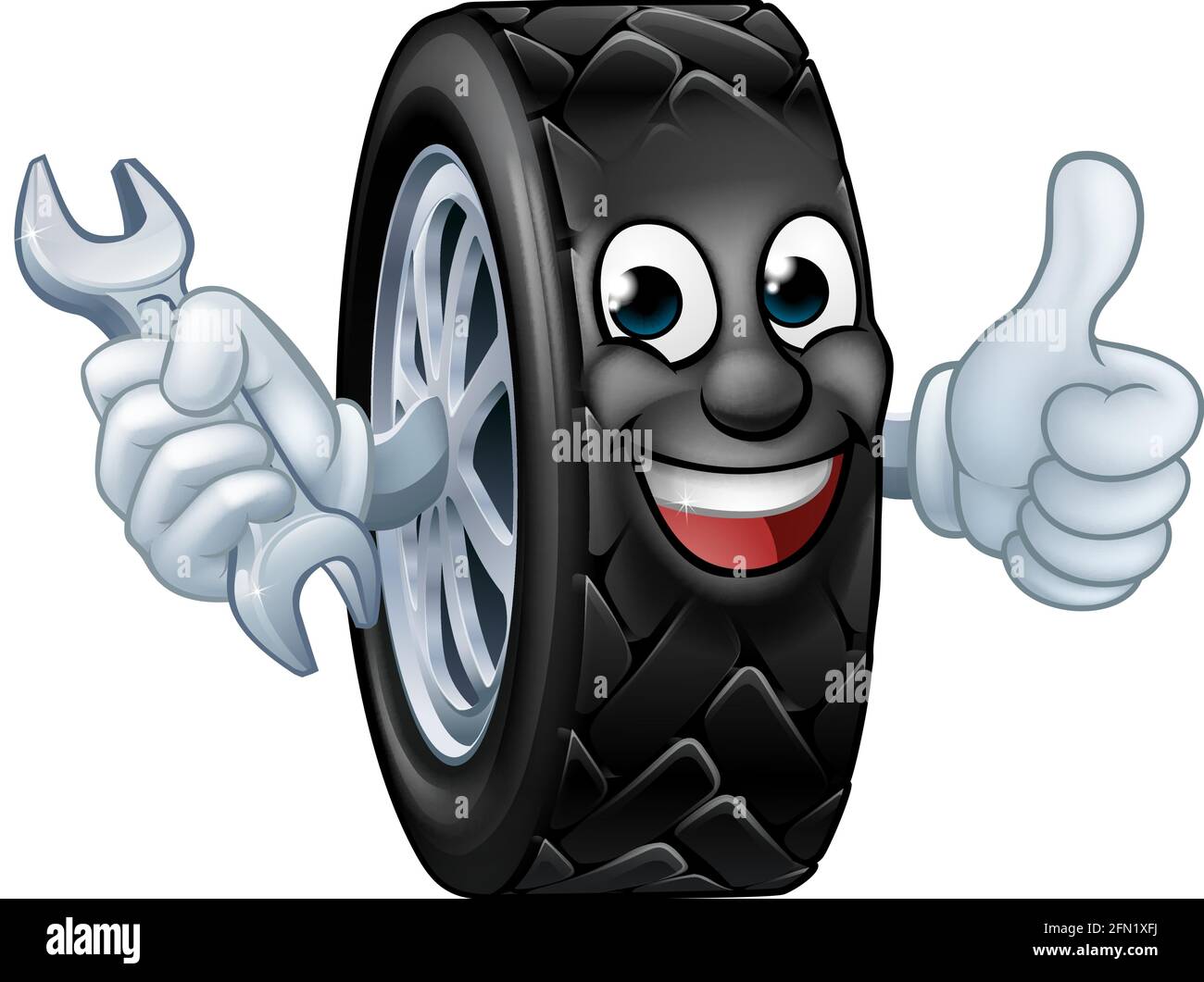 Pneumatico Cartoon Autofficine mascotte di servizio Illustrazione Vettoriale