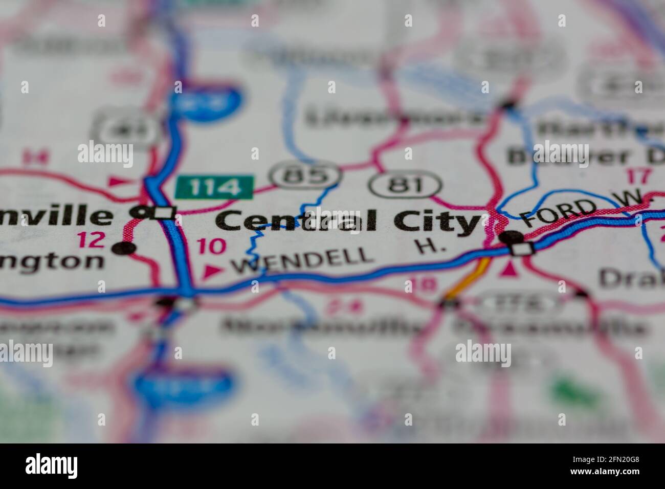 Central City Kentucky USA mostrato su una mappa geografica o. mappa stradale Foto Stock
