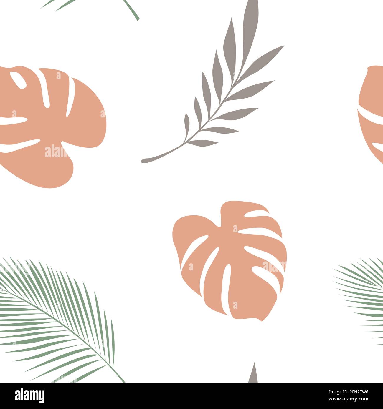 foglia di palmo con motivo senza cuciture su sfondo bianco Illustrazione Vettoriale