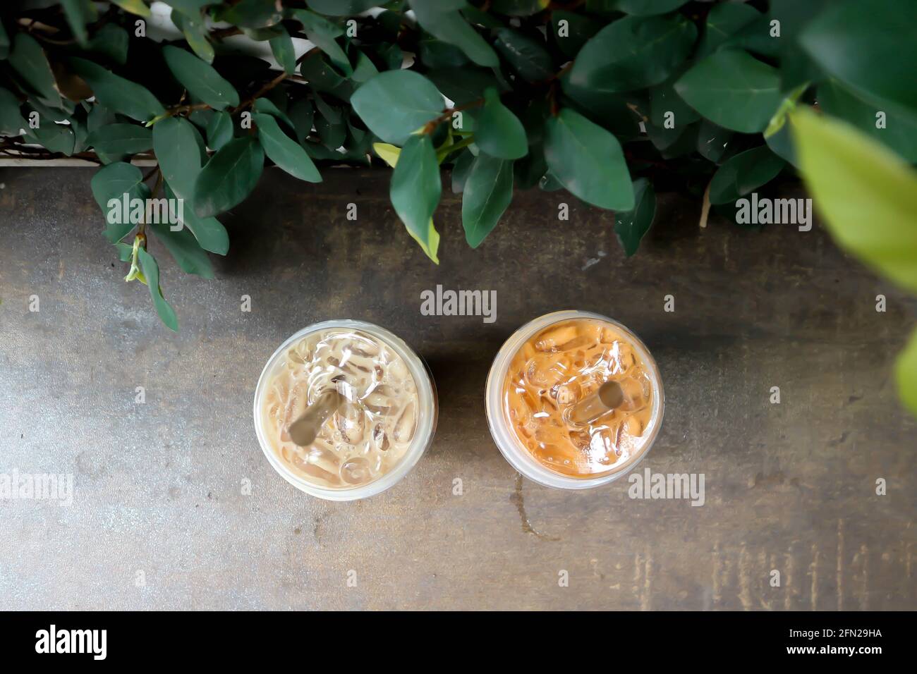 tè al latte o tè thailandese o tè a bolle per servire Foto Stock