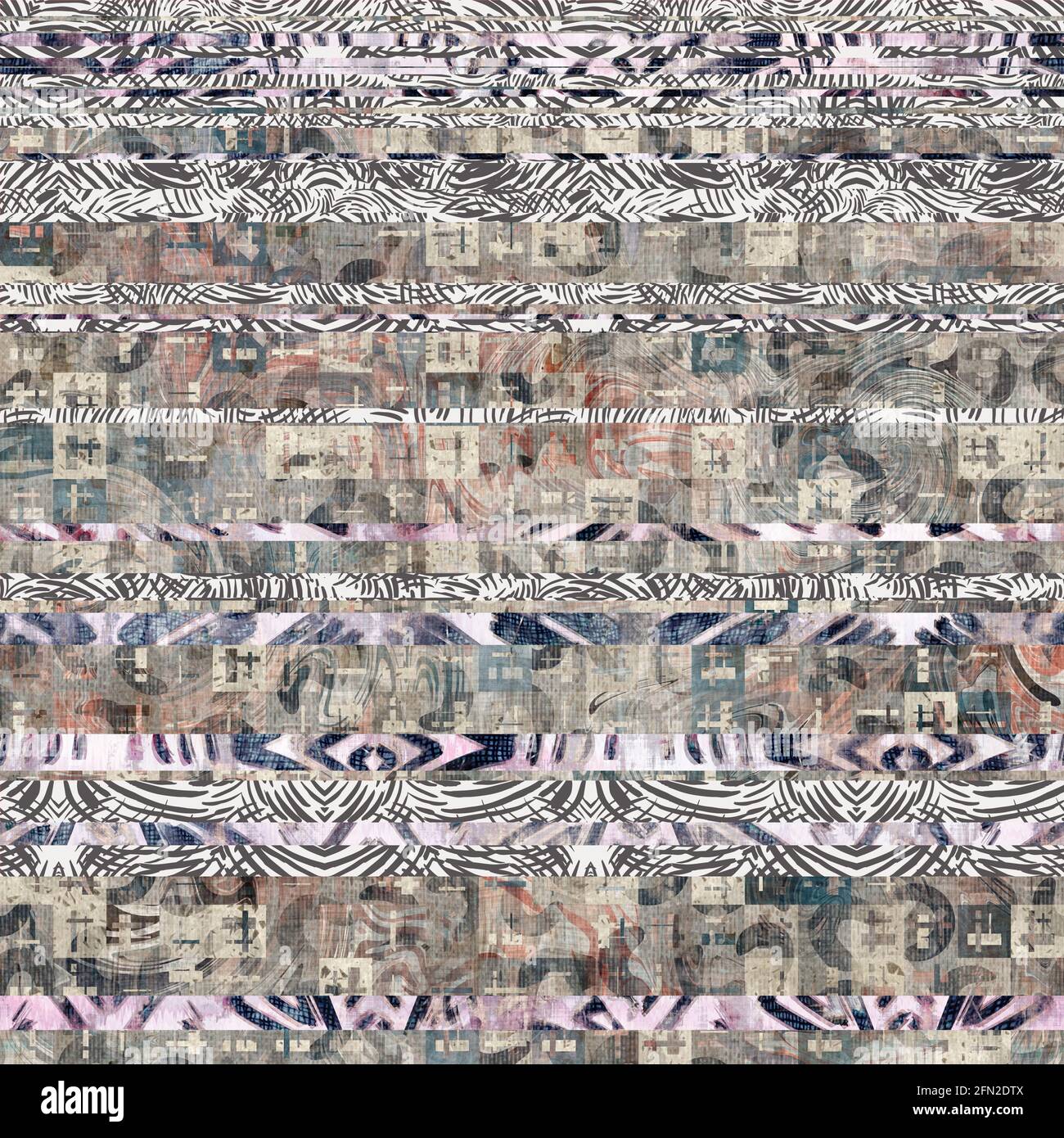 Motivo a strisce a collage etnico senza cuciture Foto Stock