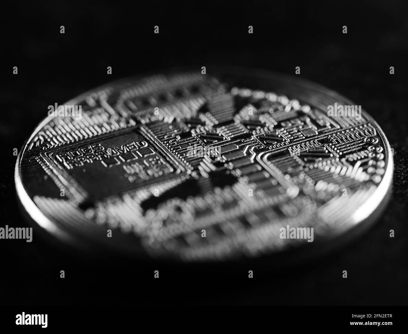 Immagine in scala di grigi della valuta criptata Foto Stock