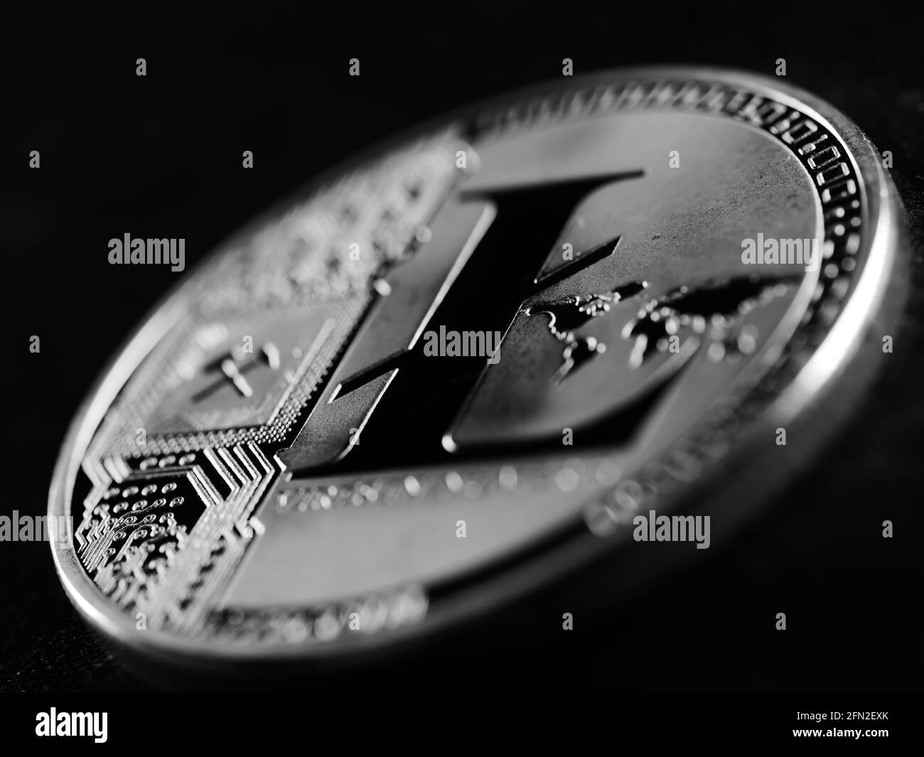 Immagine in scala di grigi della valuta criptata Foto Stock