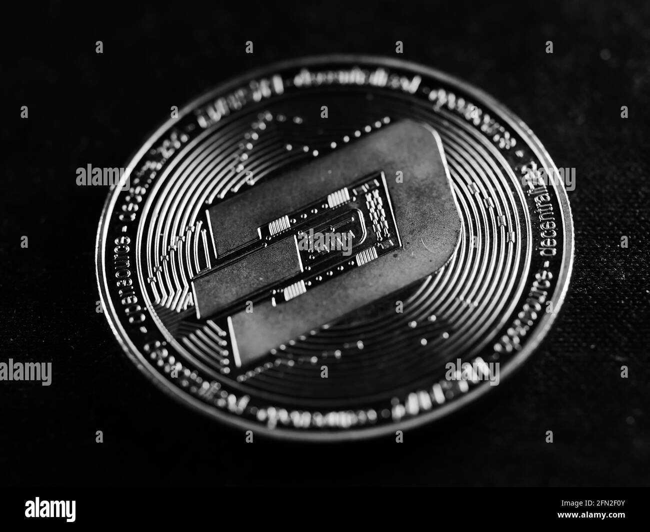Immagine in scala di grigi della valuta criptata Foto Stock