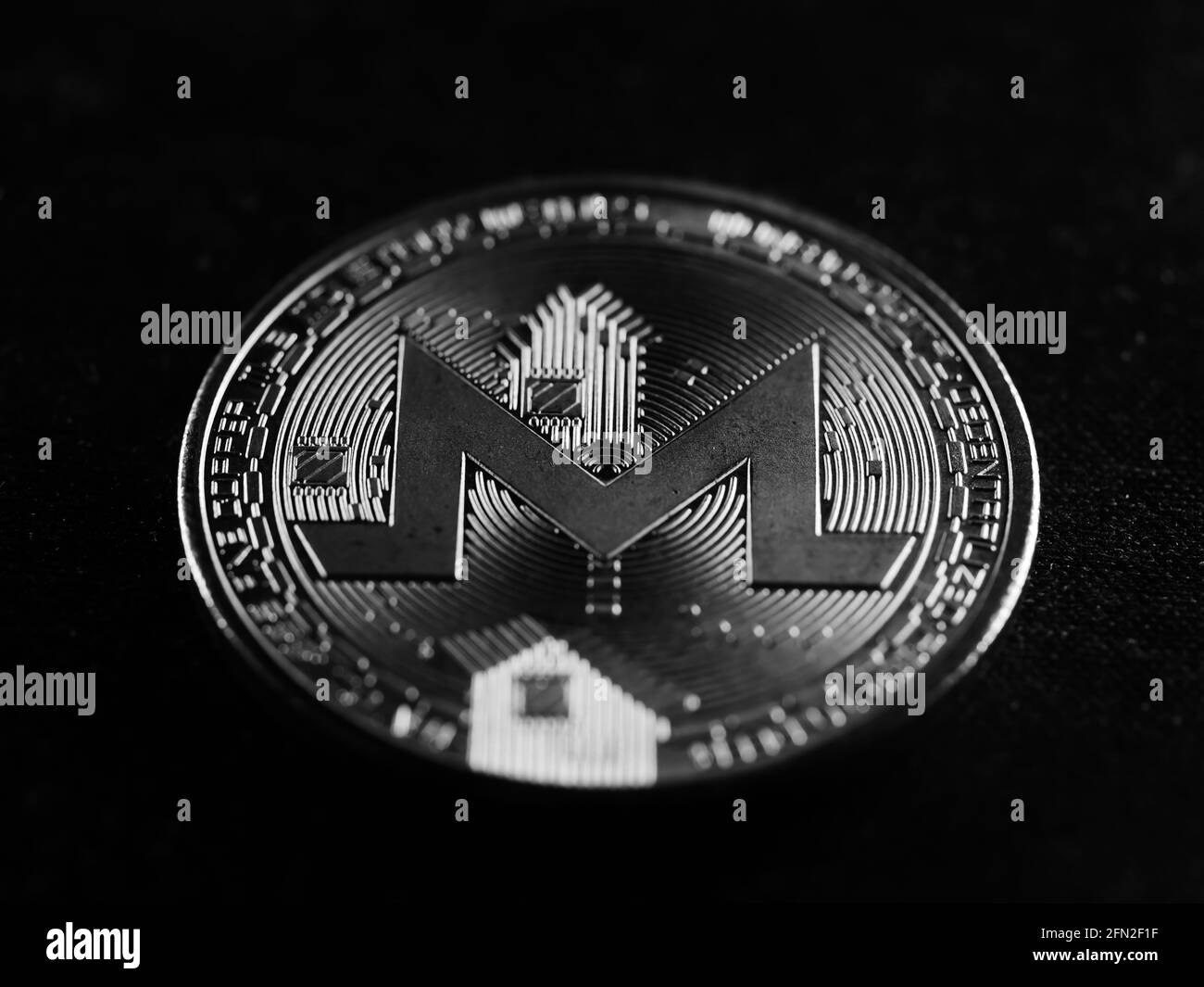 Immagine in scala di grigi della valuta criptata Foto Stock