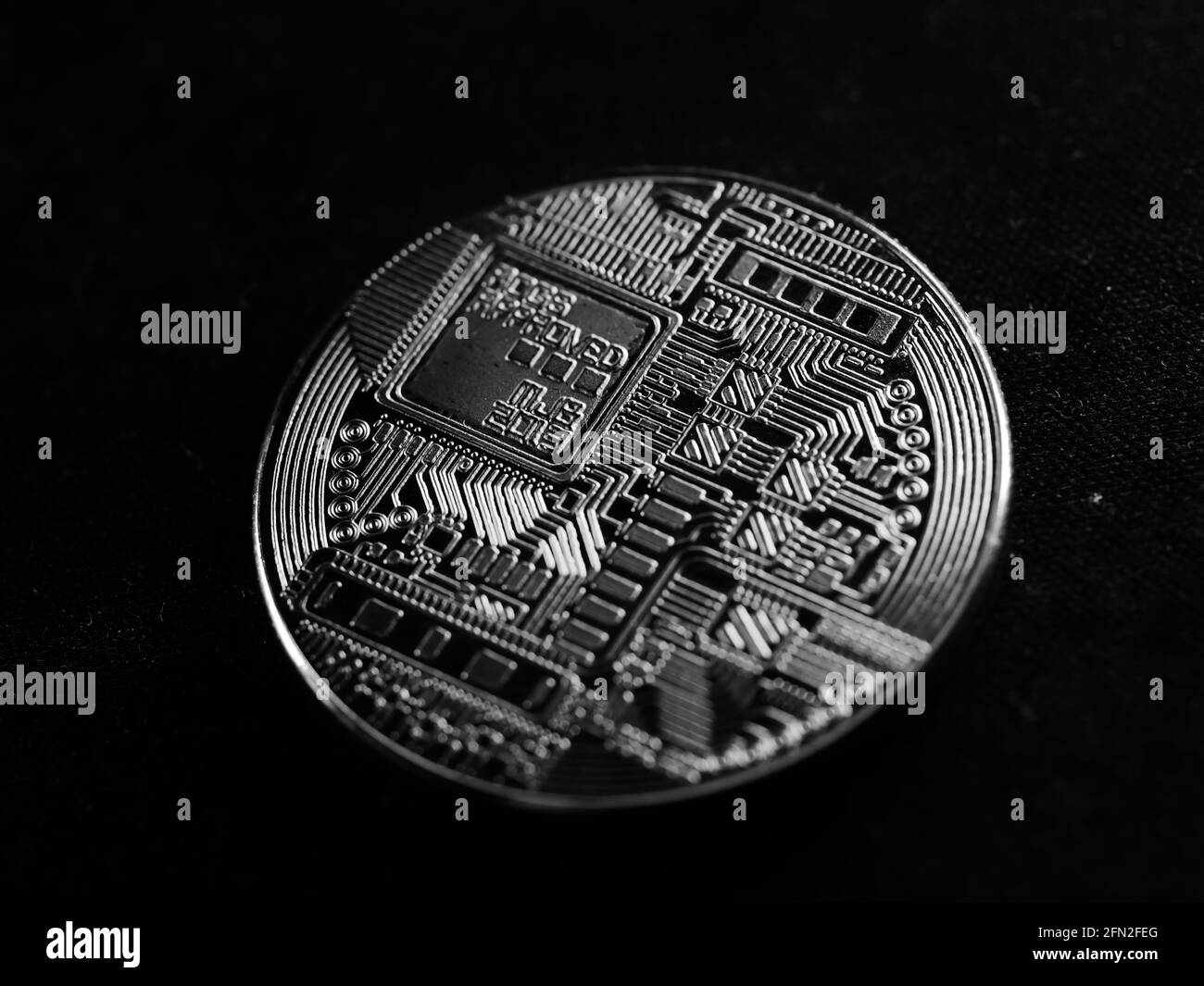 Immagine in scala di grigi della valuta criptata Foto Stock