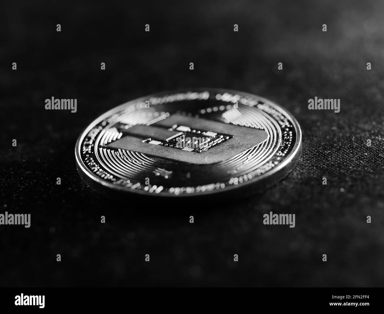 Immagine in scala di grigi della valuta criptata Foto Stock