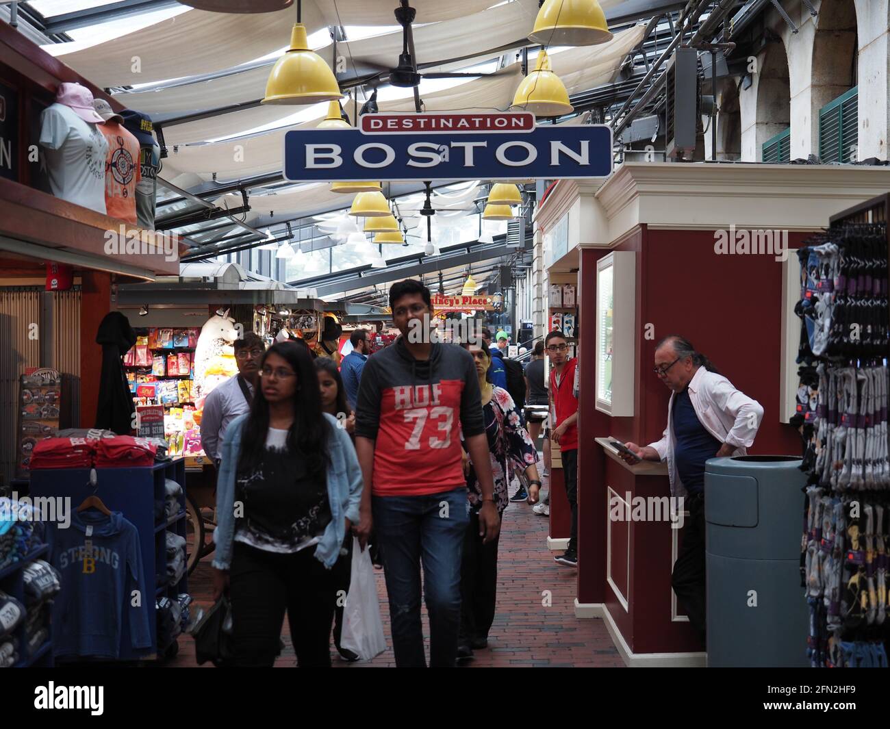 Immagine interna del Quincy Market nel centro di Boston, Massachusetts. Foto Stock
