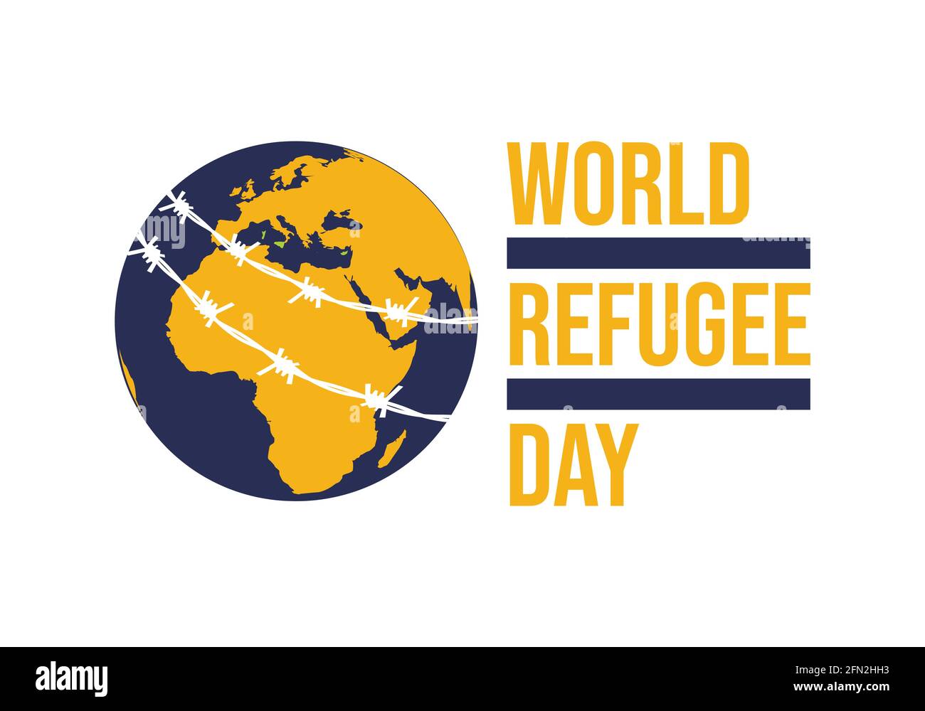 Illustrazione del vettore della Giornata Mondiale dei rifugiati. Adatto per biglietti d'auguri, poster e striscioni Illustrazione Vettoriale