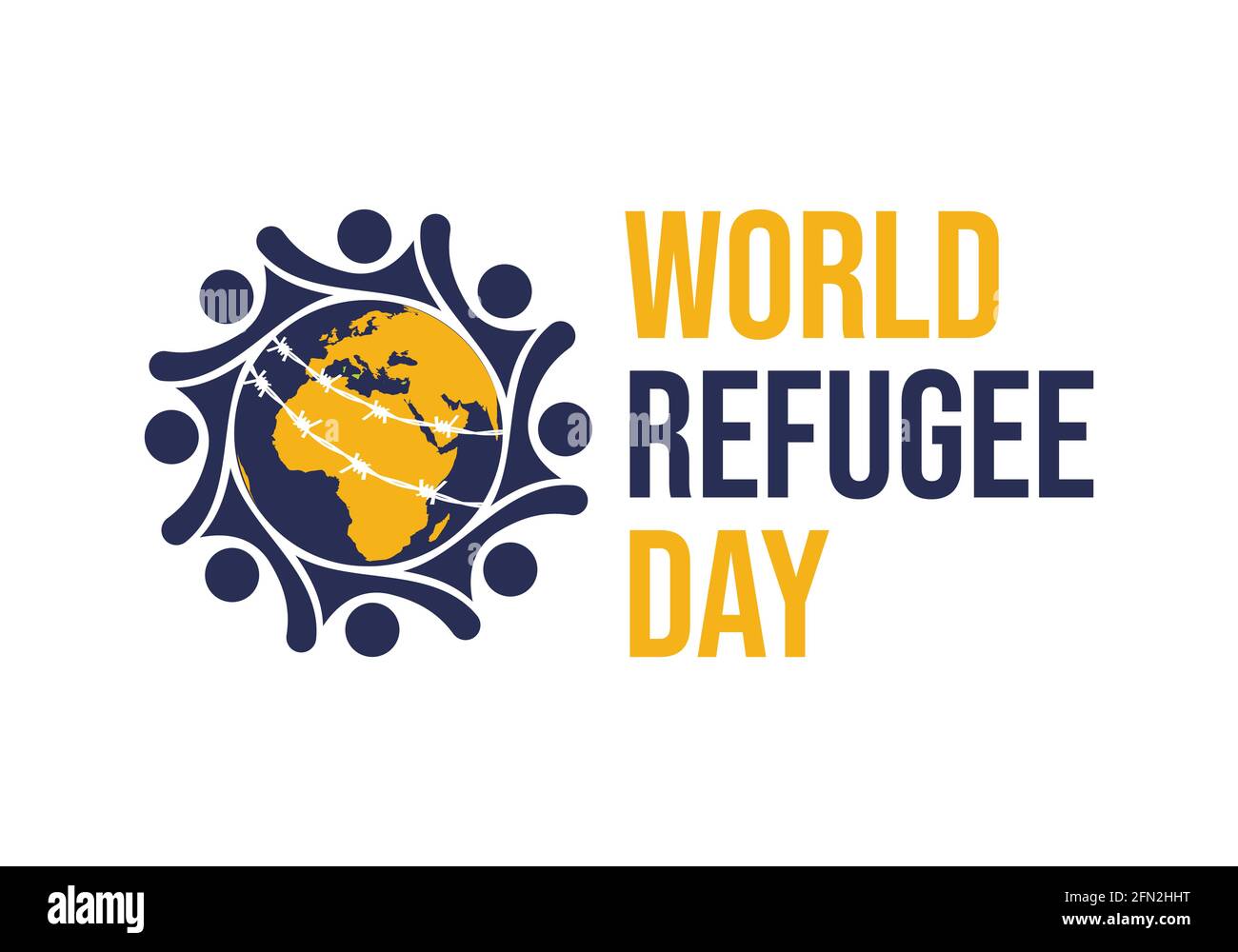 Illustrazione del vettore della Giornata Mondiale dei rifugiati. Adatto per biglietti d'auguri, poster e striscioni Illustrazione Vettoriale