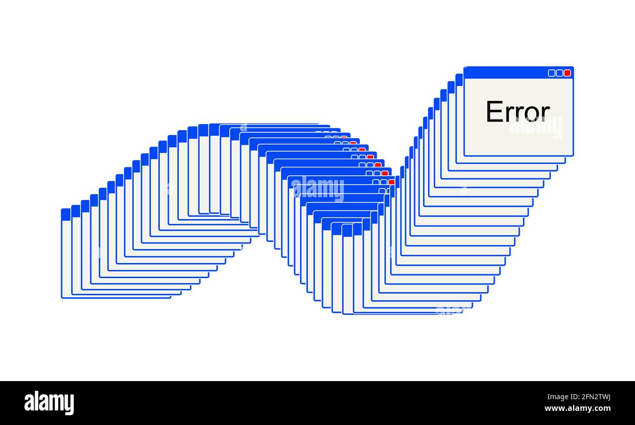 Errore interfaccia finestra. Pagina browser windows Illustrazione Vettoriale