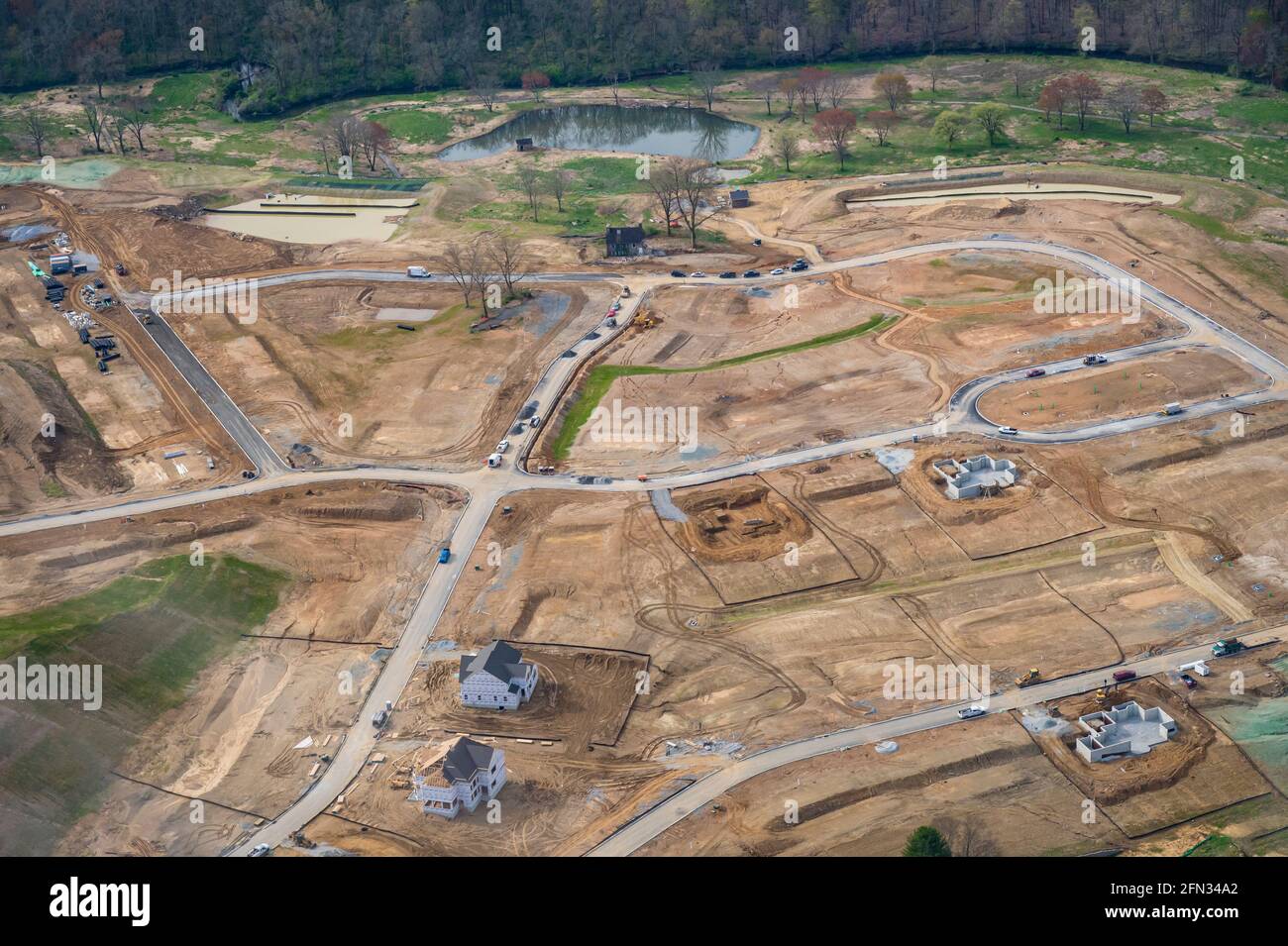 Vista aerea del quartiere residenziale in costruzione Foto Stock