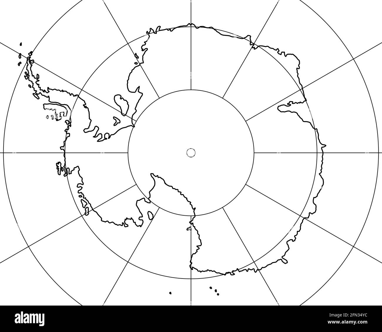 Illustrazione della mappa delle linee di contorno dell'Antartide. Fonte della mappa: http://legacy.lib.utexas.edu/maps/islands oceans poles/antarctic region pol02.jpg Illustrazione Vettoriale