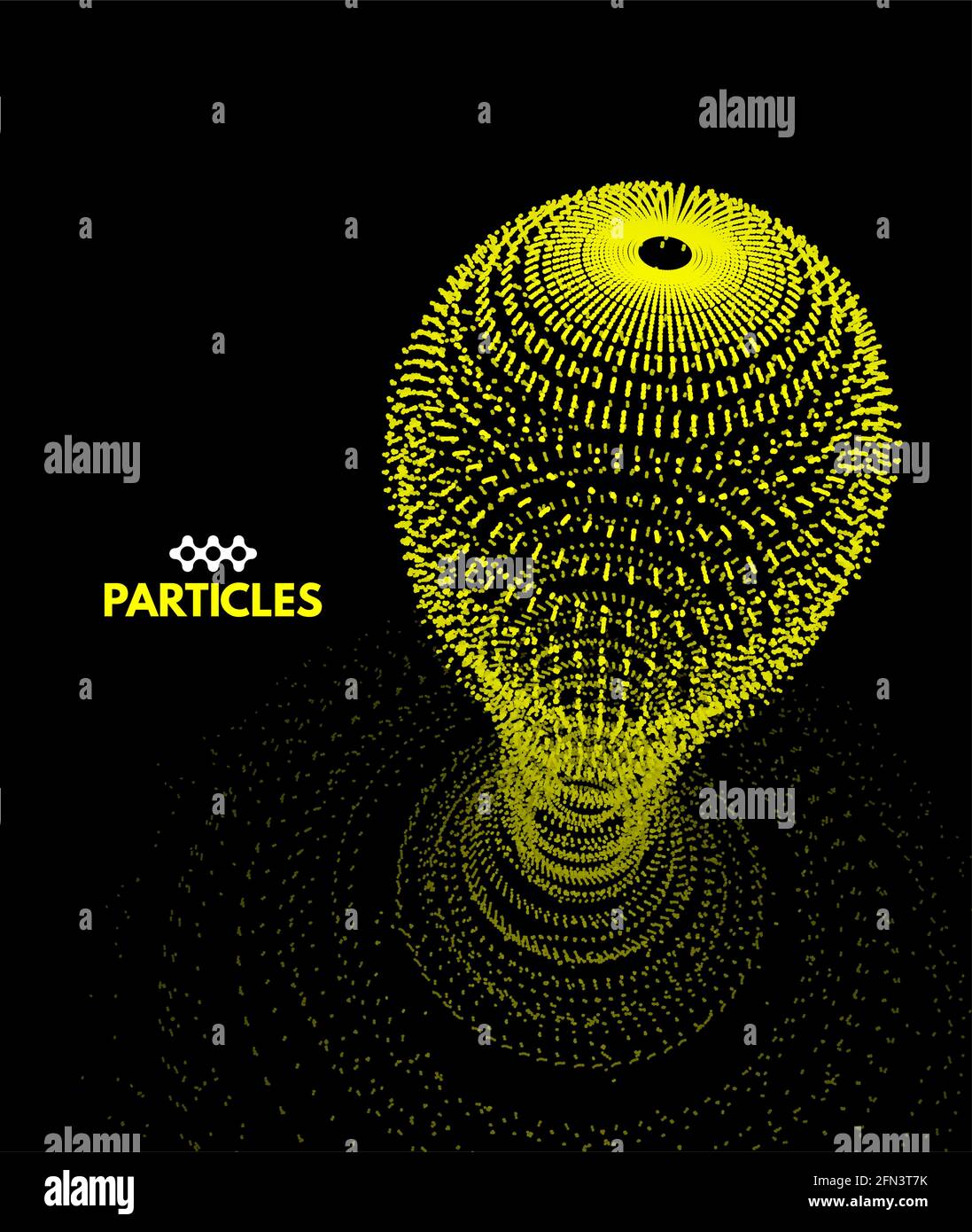 Array con particelle di dinamica. La tecnologia 3d di stile. Abstract background. Illustrazione Vettoriale. Illustrazione Vettoriale