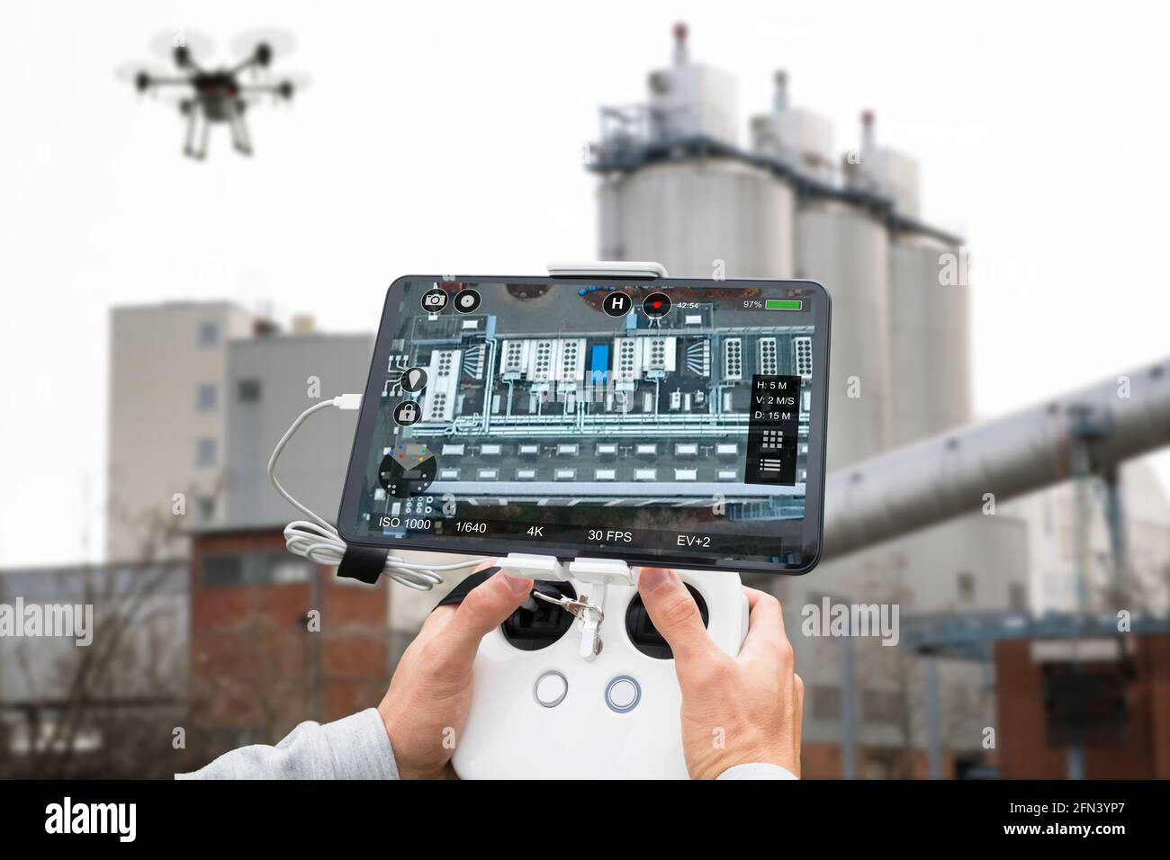 Rilevamento industriale senza equipaggio e sondaggio fotografico con drone Foto Stock