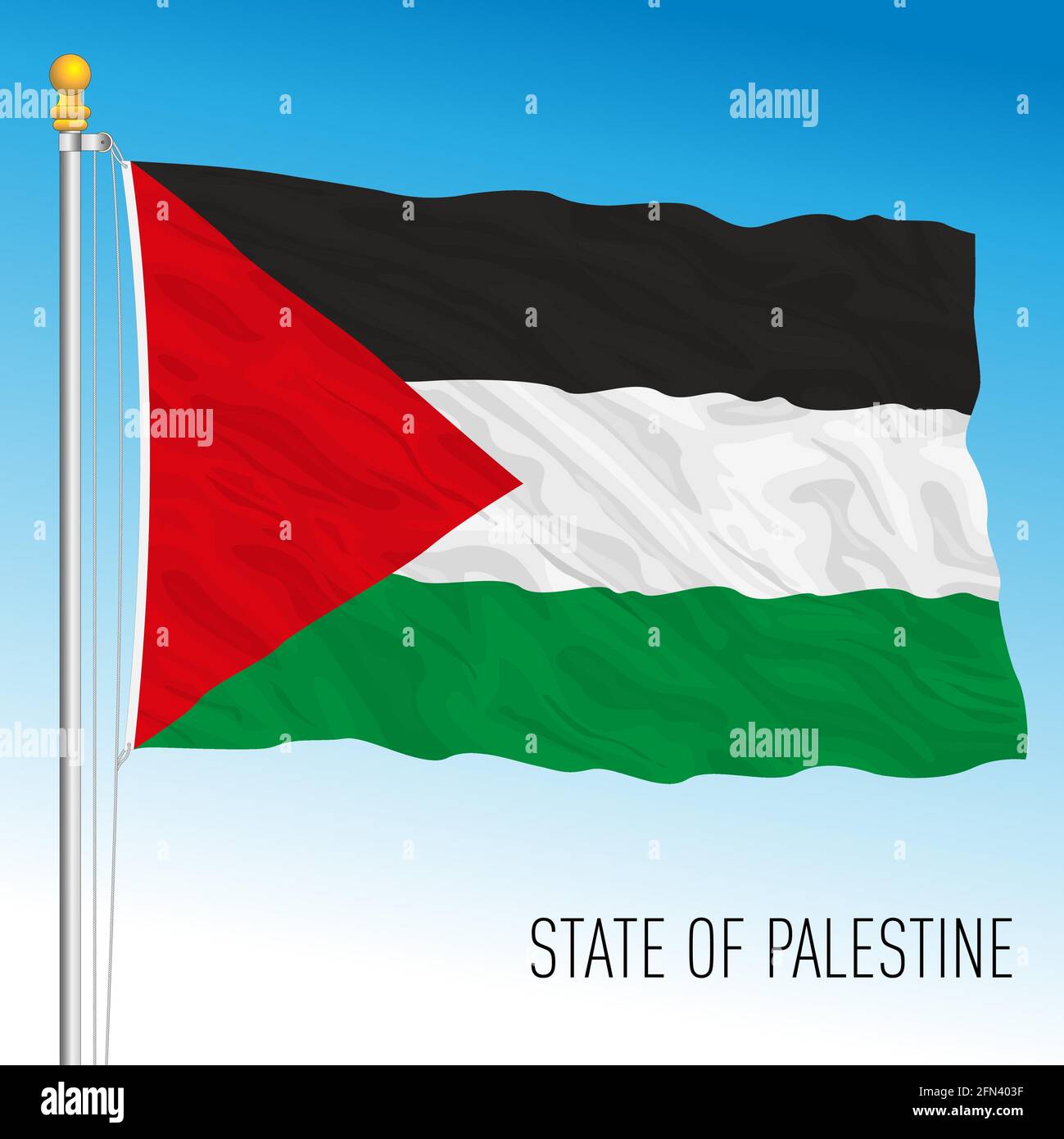 Stato della Palestina bandiera nazionale ufficiale, medio Oriente, illustrazione vettoriale Illustrazione Vettoriale