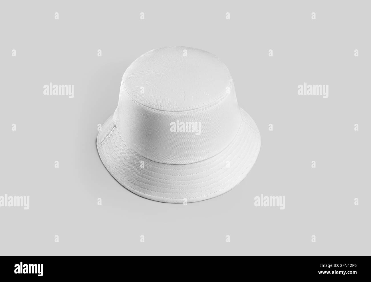 Mockup di panama testurizzato bianco per la presentazione di design, stampa, motivo. Modello di moda cappello con orlo, estate femminile e accessorio maschio. Testa Foto Stock