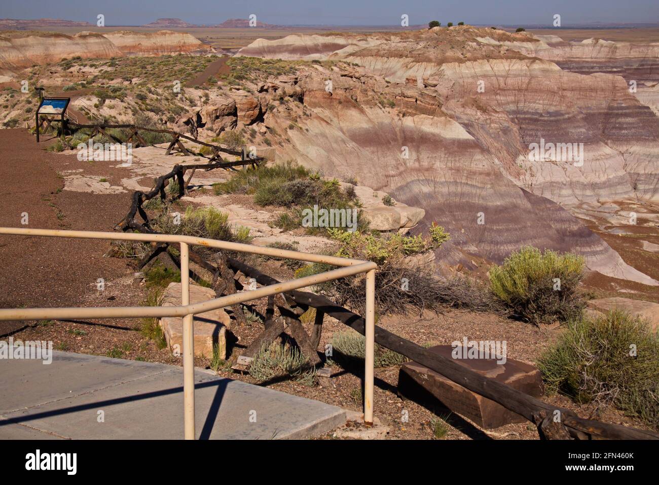 Il panorama su Blue Mesa Trail nel Parco Nazionale della Foresta Pietrificata in Arizona negli Stati Uniti Foto Stock