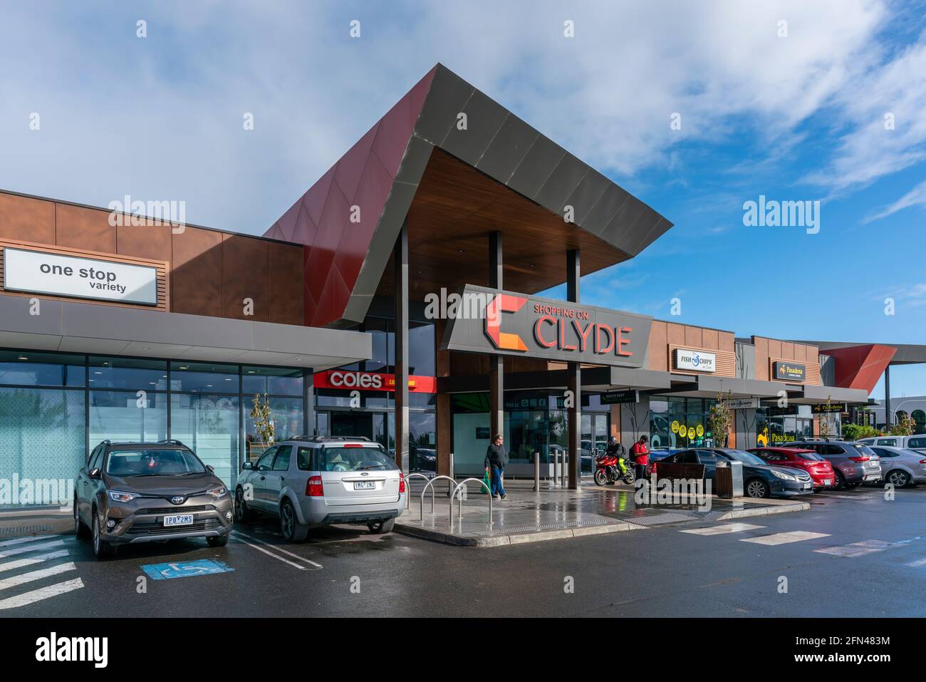 Vista esterna del centro commerciale Clyde a Melbourne, Australia Foto Stock