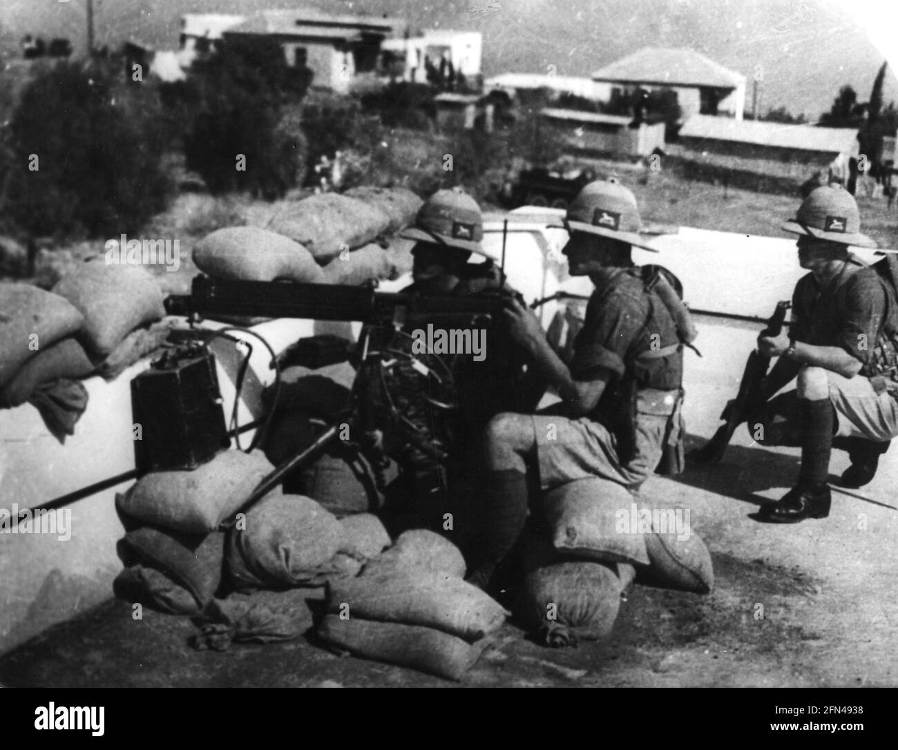 Geografia/viaggio, Palestina, rivolta araba 1936 - 1939, zentry inglese con mitragliatrice, 1939, DIRITTI-AGGIUNTIVI-INFORMAZIONI-DI-LIQUIDAZIONE-NON-DISPONIBILI Foto Stock