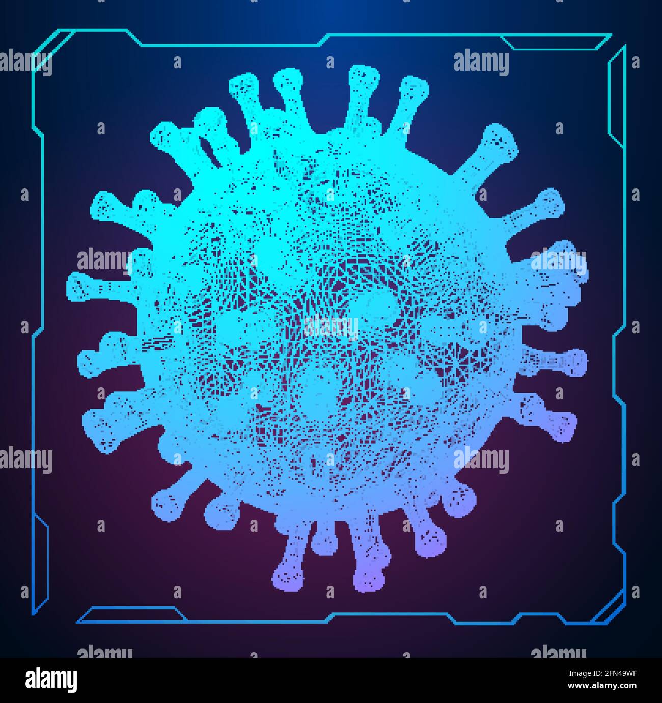 Covid 19 concetto di coronavirus. Microbiologia medica di base. Contesto pandemico globale. Pandemia, influenza, concetto di medicina corona. Illustrazione Vettoriale