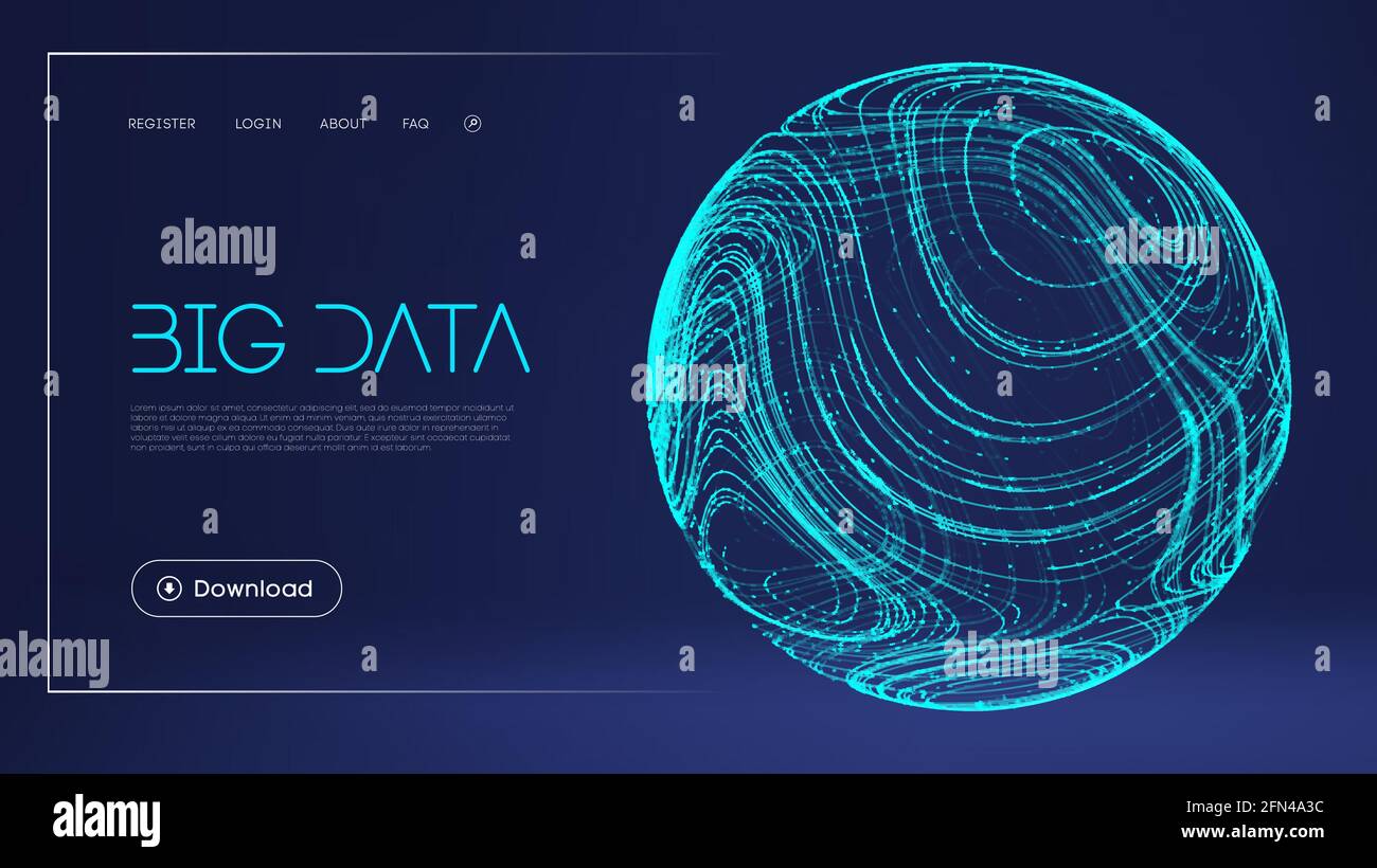 Illustrazione digitale di protezione dei dati. Campo energia sfera astratta. Tecnologia barriera sfondo blu. Vettore protetto dei dati di flusso delle forme d'onda. Schermo a sfera blu Illustrazione Vettoriale